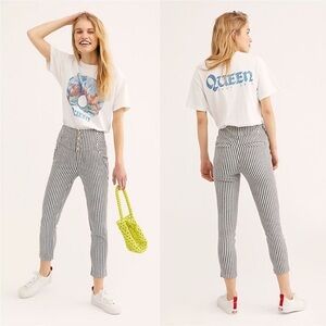 Free People Frankie high waist skinny trousers Blue & white stripes Size 2